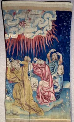 黙示録の幕（1373 -1383）：天空の火（闇）。ニコラ・バタイユ（1330-1405）のタペストリー
