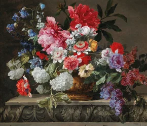 薔薇、チューリップ、アネモネ、ライラックの静物画 17世紀後半