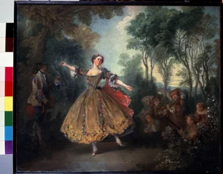 「踊るカマルゴ」(ミス・カマルゴ・ダンシング) マリー・アン・ド・キューピス・カマルゴは、カマルゴ (1710-1770) の踊りと呼ばれました。 Nicolas Lancret (1690-1743) による絵画 18 世紀初頭 Dim. 45x55 cm エルミタージュ美術館、サンクトペテルブルク