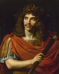 ピエール・コルネイユ作『ポンペイウスの死』でジュリアス・シーザーを演じたモリエール、1656年。
