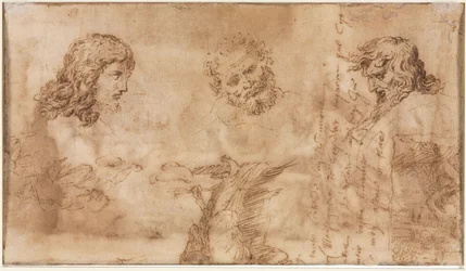 3つの頭とその他のスケッチ、1643-1644。