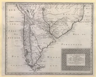 パラグアイチリ。LA TERRE, et LES ISLES MAGELLANICQUES.Taken from various Relations / N. SANSON d