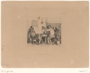 パブで酔っ払った 3 人の農夫 Vive la joie (オブジェクトのタイトル) スケッチ 1837 (シリーズ タイトル) Croquis par Charlet 1837 (シリーズタイトル)