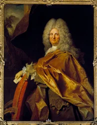 男性の肖像（ジャック・ド・ラージュ（1660年没）、サイズを受け継ぎ、1718年にはルイ15世の秘書を務めた人物）。ニコラ・ド・ラルジリエール（1656-1746）の絵画 18世紀 日1,39x1,07メートル