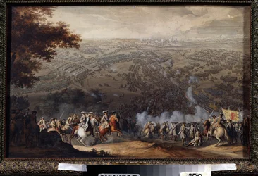 1709年6月27日のポルタヴァの戦い。この戦いは、大北方戦争（1700年から1721年）において、スウェーデン王カール12世のスウェーデン軍とロシア皇帝ピョートル大帝の軍との戦いとなった。ニコによる絵画