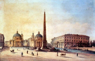 民衆の広場、ローマ、イタリア 1847年 ニカノール・グリゴリエヴィチ・チェルネツォフ（1805～1879）の水彩画。ロシアの風景画家。