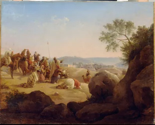 Les pelerins devant エルサレム (イスラエル)。 Painture de Nikanor Grigorievich Chernetsoff (チェルネツィーで チェルネツィーで チェルネツィーで チェルネツィーで