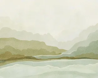 水彩画：山と谷