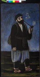 Porter Soso par Pirosmani (Pirosmashvili), Niko (1862-1918).オイルクロスに油彩、サイズ：77x42