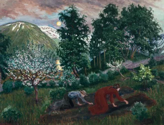 庭の春の夜、c。 1908年