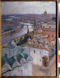 イヴァン大帝の鐘楼からのモスクワの眺め。 Nikolai Nikolayevich Gritsenko (1856-1900) の絵画、キャンバスに油彩