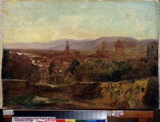 フィレンツェ（イタリア）（フィレンツェ）。 Nikolai Nikolayevich Ge (Gay) (1831-1894) の絵画、キャンバスに油彩