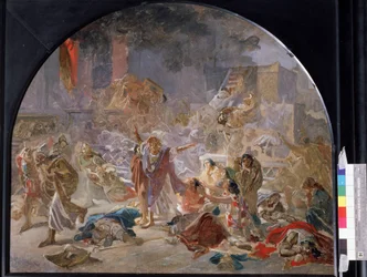 エルサレム神殿の破壊。 Nikolai Nikolayevich Ge (Gay) (1831-1894) の絵画、キャンバスに油彩