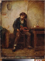 ミュージシャン。 ニコライ・ペトロヴィッチ・ペトロフ（1834-1876）の絵画、キャンバスに油彩