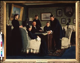 家族のアカウント。 Nikolai Vasilyevich Nevrev (1830-1904) の絵画、キャンバスに油彩
