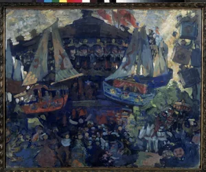 管理 (カルーセル)。 Nikolai Nikolayevich Sapunov (Sapounov) (1880-1912) の作品、ダンボールにテンペラ