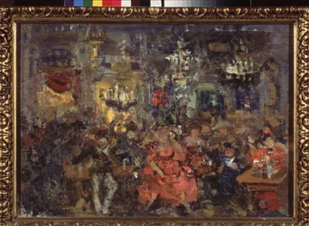 うね居酒屋。 Oeuvre de Nikolay Nikolaevich Sapunov (Sapunov) (1880-1912)、tempera sir tsarton
