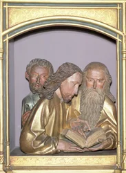 セントジェームズザマイナー、セントフィリップ、セントバルナバ、アイゼンハイムの祭壇画、1490年頃（塗装木材）