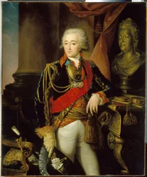 伯爵アレクサンドル ドミトリエフ マモノフ (1758-1803) の肖像。 （アレクサンドル・ドミトリエフ・マモノフ伯爵の肖像）。 1786年から1789年まで、ロシアの皇后キャサリン2世（1729-1796）の恋人。ニコライ・イワノビッチ・アルグノフ（アルグノフ）による絵画（1771年-