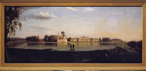 オスタンキノ プロパティ (モスクワ、ロシア) のビュー。 Nikolai Ivanovich Podklyuchnikov（1813-1877）による絵画、キャンバスに油彩