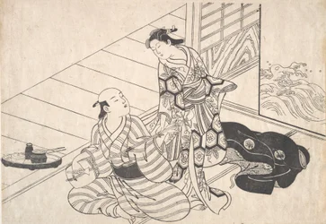 三味線を弾く恋人に割り込むお嬢様。