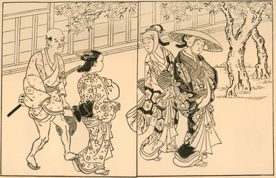 3人の女性と男性の召使い、1730年、1924年。