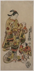 金魚鉢に手を伸ばす子供c。 1720年代半ば。