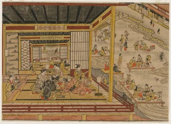 京都の鴨川沿いの茶室、1740年代。