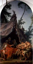 死の床にあるスキタイの王が息子たちに和解を懇願する様子、1767年頃（油彩・キャンバス）