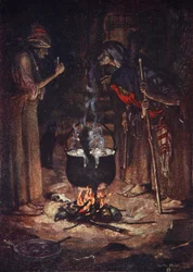 The Weird Sisters、Macbeth、Act IV Scene 1、Charles and Mary Lamb 作「Tales from Shakespeare」の挿絵