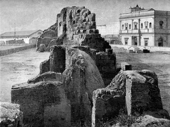 1902年、ローマの鉄道駅近くのセルビアの壁の遺跡