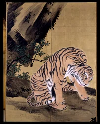 Tigres em uma paisagem