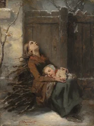 冬に眠る子を抱く貧困の死母 1850年頃 油彩・カンヴァス