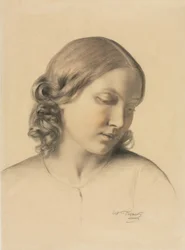 若い女性の肖像、c。 1854-1858。