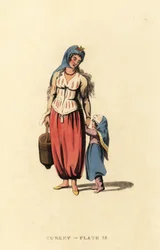 ギリシャの女性と娘、マルマラ島