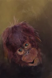 オランウータンの赤ちゃん 2, 2010 (アクリル、木)