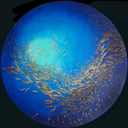Glass fish 3, 2012 （アクリル、リネン、チューリップフレーム）
