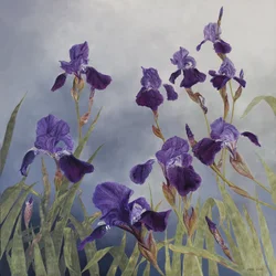 Iris hybrida, 2015（アクリル、ジェッソを塗った木）