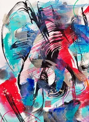 禅バッハ・チェロ組曲第2番、2020年 （宣紙にインク、彩色）