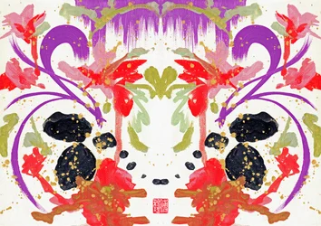 Zen Orange Purple Flowers 2, 2021 （キャンバスにアクリル、デジタル）