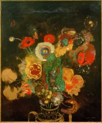 黒の背景に花の花束