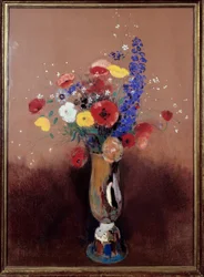 野に咲く花のブーケ。オディロン・ルドン（1840-1916）の絵画