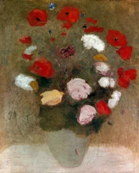 ポピーの花束 オディロン・レドン（1840-1916）の絵画。