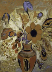 花のあるエトルリア花瓶、1900〜1910年。