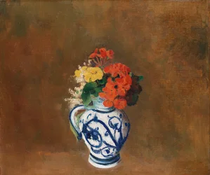 青い花瓶の花1900年頃