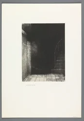 Je vis une lueur large et pale La Maison Hautée、6枚のリトグラフの表紙のタイトル ページ Het Haunted House、La Maison Hantée、Bulwer-Litton によるテキスト付きのイラスト、Rene Philipon によるフランス語への翻訳 (シリーズ タイトル)