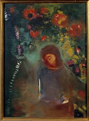祈り オディロン・ルドン（1840-1916）の絵画 1893年 日。0,32x0,24 m ボルドー、ボザール美術館（Musee des Beaux Arts