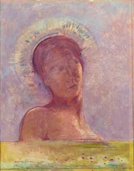しっかりとした目-閉じた目-オディロン・レドンによる絵画