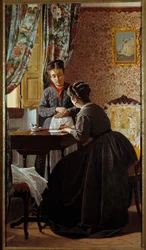 読み書きのできない人やメイドに手紙を書く女性 絵画：オドアルド・ボラーニ（1834-1905） 1869年 個人蔵