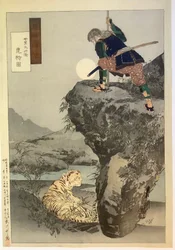 虎狩りの森田平、『月耕随筆』より
